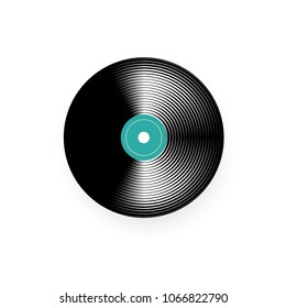 Vinyl music record. old vintage gramophone record. Vector illustration isolated on white