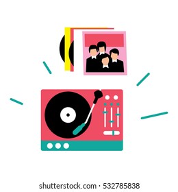 Vinyl music record player. Vector illustration