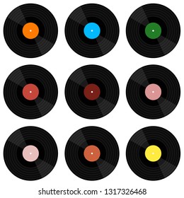 Vinyl music record. Vector illustration of a vinyl record. Retro vinyl disk. Vector illustration. 