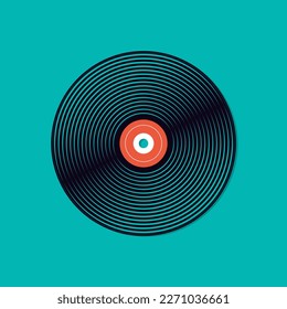 Grabación de música vinil. Disco gramófono vintage. Ilustración del vector