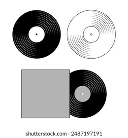 Vinyl-Musik nimmt Grafik-Icon-Set auf. Vinyl-Platten Zeichen isoliert auf weißem Hintergrund. Vektorillustration