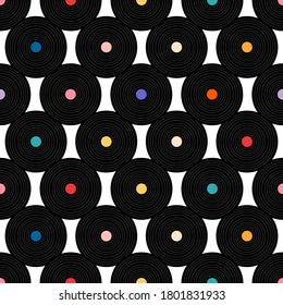 Patrón vectorial sin fisuras de la música de vinilo