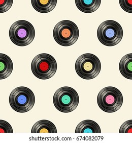 Vinyl pattern in light background. Retro style.