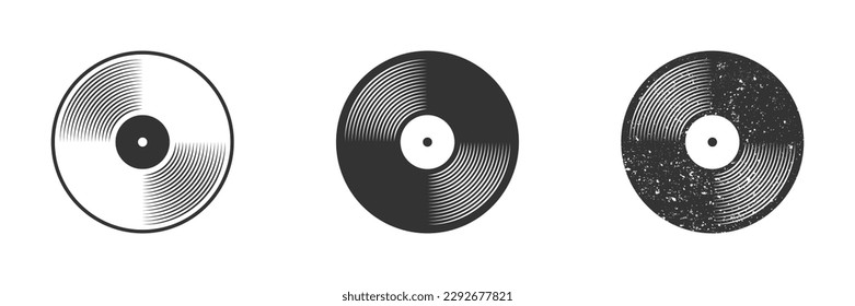 Icono de disco de placa de vinilo. Símbolo de registro de vinilo. Ilustración vectorial.