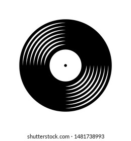 Виниловый диск, изолированный на белом фоне. Музыкальный ретро-значок.