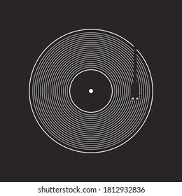 Vinyl plate disc isolated on black background. Music retro icon.