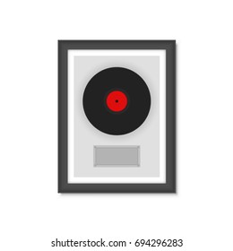 Vinyl plate in the frame. Vector illustration