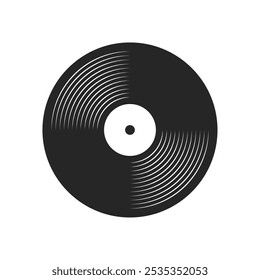 Vinyl plate record icon black white  vector design isolated background