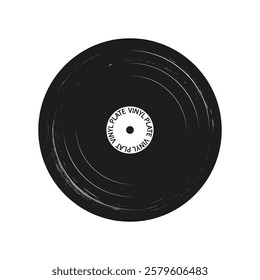 Vinyl plate vector icon. Vintage album. Retro round music player. Vinyl record label isolated on white background.
