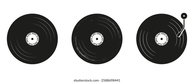 Vinyl plate vector icon. Vintage album. Retro round music player. Vinyl record label isolated on white background.
