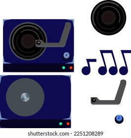 vinyl player bones vector set