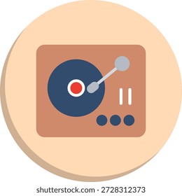 Ícone de estilo de círculo plano do jogador de vinil
