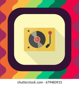 vinyl player flat icon with long shadow, vector illustration 