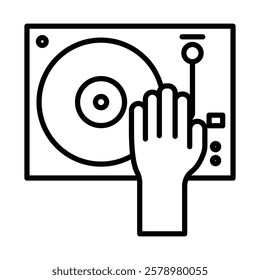 Vinyl player icon Black and white logo