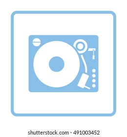 Vinyl player icon. Blue frame design. Vector illustration.