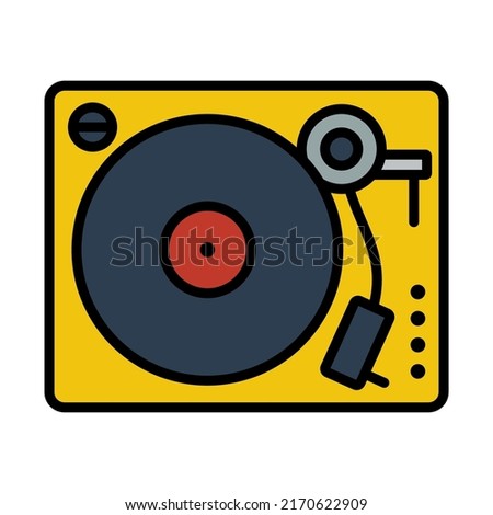 Vinyl Player Icon. Editable Bold Outline With Color Fill Design. Vector Illustration.