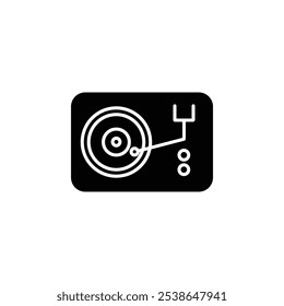 vinyl player icon flat line symbol set.