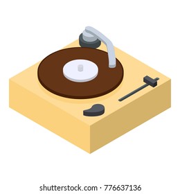 Vinyl player icon. Isometric illustration of vinyl player vector icon for web