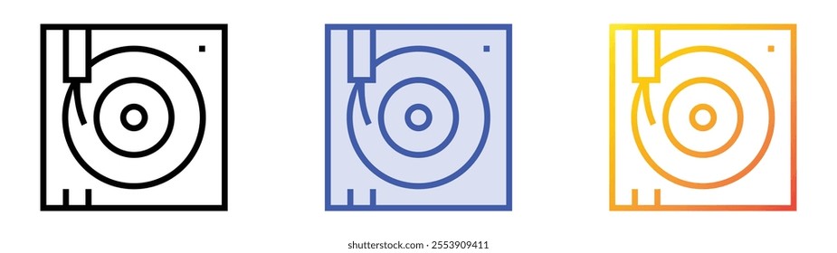 vinyl player icon. Linear, Blue Fill and Gradient Style Design Isolated On White Background