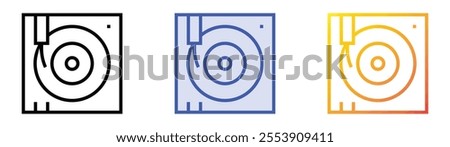 vinyl player icon. Linear, Blue Fill and Gradient Style Design Isolated On White Background