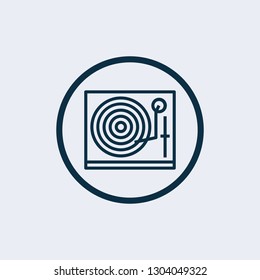 Vinyl player icon with long shadow. flat style vector illustration - Vector