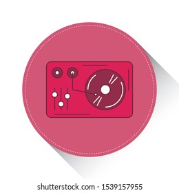 
vinyl player icon with long shadow. flat style vector illustration