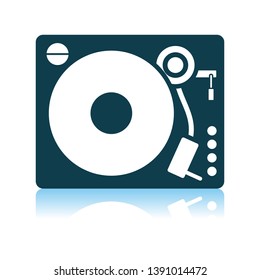 Vinyl Player Icon. Shadow Reflection Design. Vector Illustration.