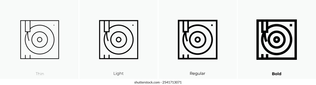 vinyl player icon. Thin, Light Regular And Bold style design isolated on white background