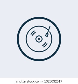 Vinyl player icon vector. Turntable sign Isolated on white background. Gramophone, dj, retro radio concept. 