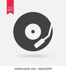 Vinyl player icon vector. Turntable sign Isolated on white background. Gramophone, dj, retro radio concept. Flat style for graphic design, logo, Web site, social media, UI, mobile app, EPS10