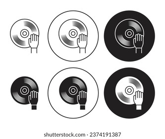 Vinyl Player Linie Symbol Set. Dj Rekord Drehtisch Symbol in schwarzer Farbe für i Designs.