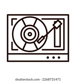 vinyl player music line icon isolated