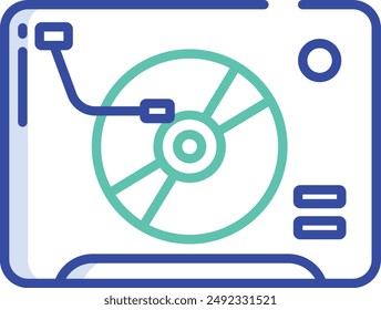 Vinyl Player outline color vector illustration