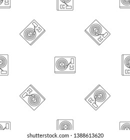 Vinyl player pattern seamless vector repeat geometric for any web design