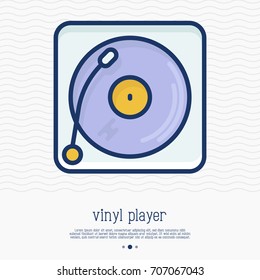 Vinyl player record thin line icon. Gramophone. Simple vector illustration of DJ music party symbol.