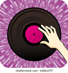 Vinyl Player Shine Purple Background Stock Vector (Royalty Free ...