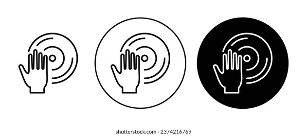 Vinyl player sign icon set. Dj record turntable vector symbol for ui designs.