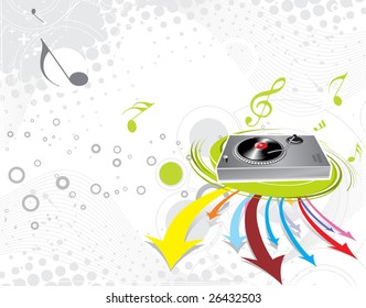 Vinyl player Turntable with arrow background
