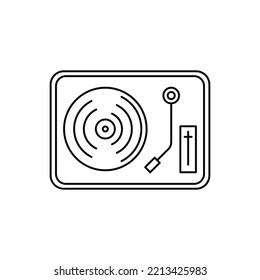 Vinyl player, turntable vinyl icon in line style icon, isolated on white background