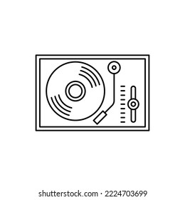 Vinyl player, turntable vinyl icon in line style icon, isolated on white background