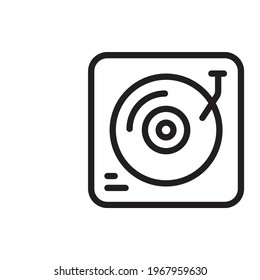 Icono de contorno del vector del reproductor de vinilo. Símbolo de almacenamiento de datos archivo EPS 10