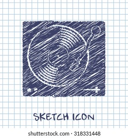 vinyl player vector sketch icon 