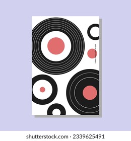 Vinyl poster cover design in modern minimal style for corporate identity, branding, social media ads, promo. Modern layout design template with dynamic overlay colorful liquid shapes.