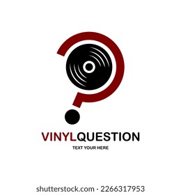 Vinyl question logo vector design. Suitable for business, music, art and question mark