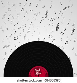 Vinyl realistic record. Retro sound carrier. Vector illustration.