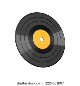 Vinyl record 3d icon. disc with printed soundtrack. Isolated object on transparent background