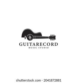 Vinyl record and acoustic guitar logo template.
