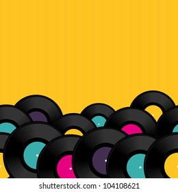 Vinyl record background with space for text. Vector illustration.