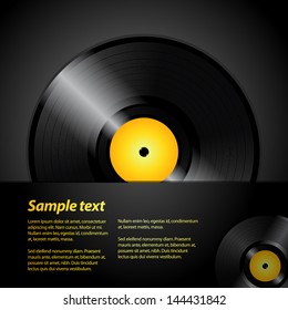 Vinyl Record behind a Black Panel with Sample text