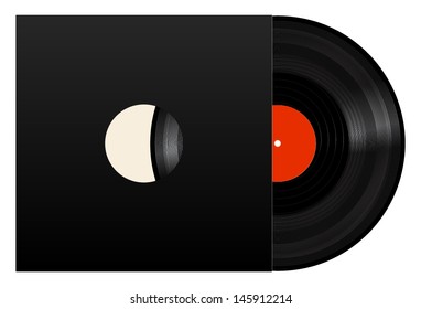 Vinyl record with black cover. Vector illustration 